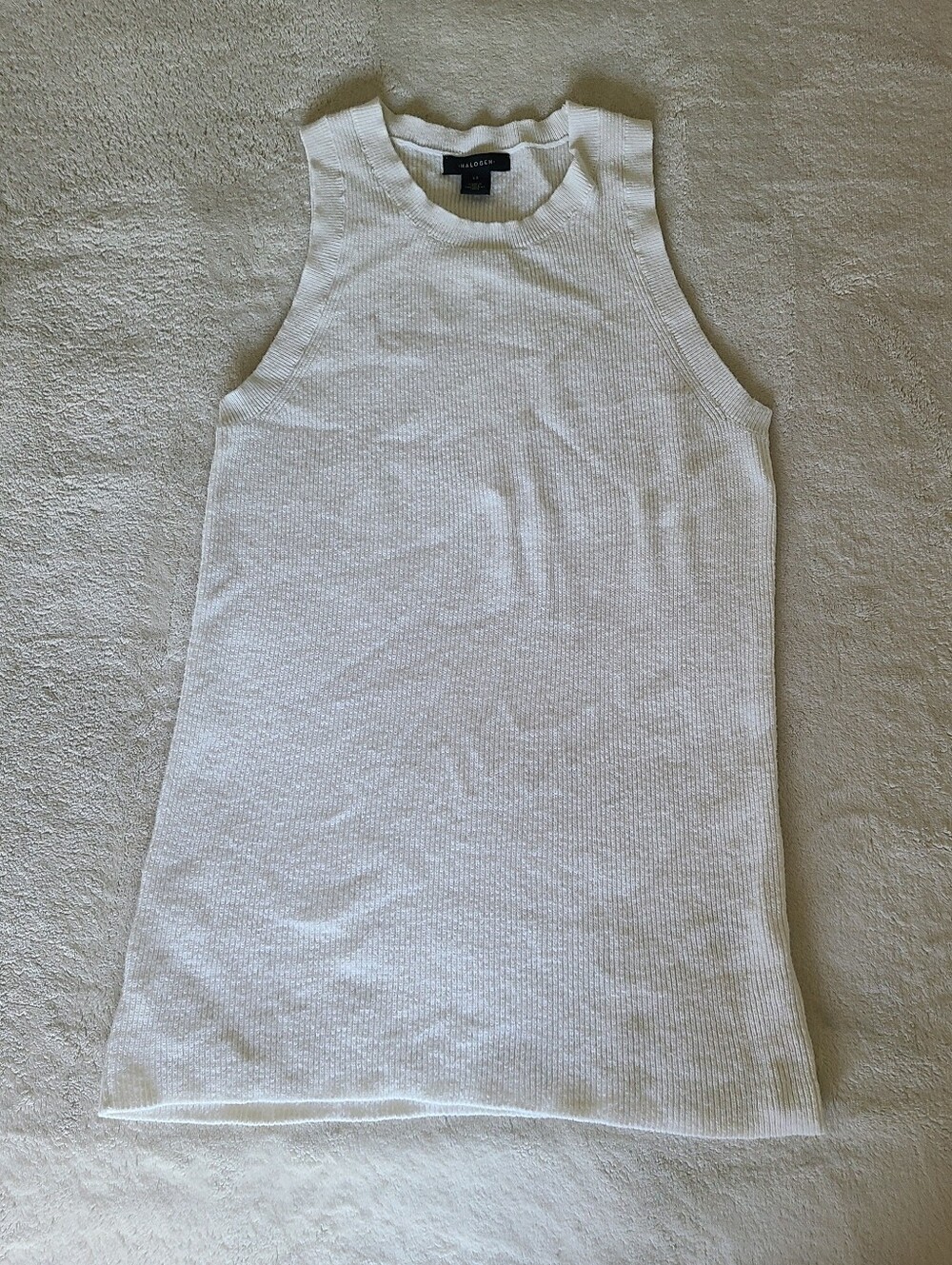 Halogen White Ribbed Tank Top Size XS Basics Layering